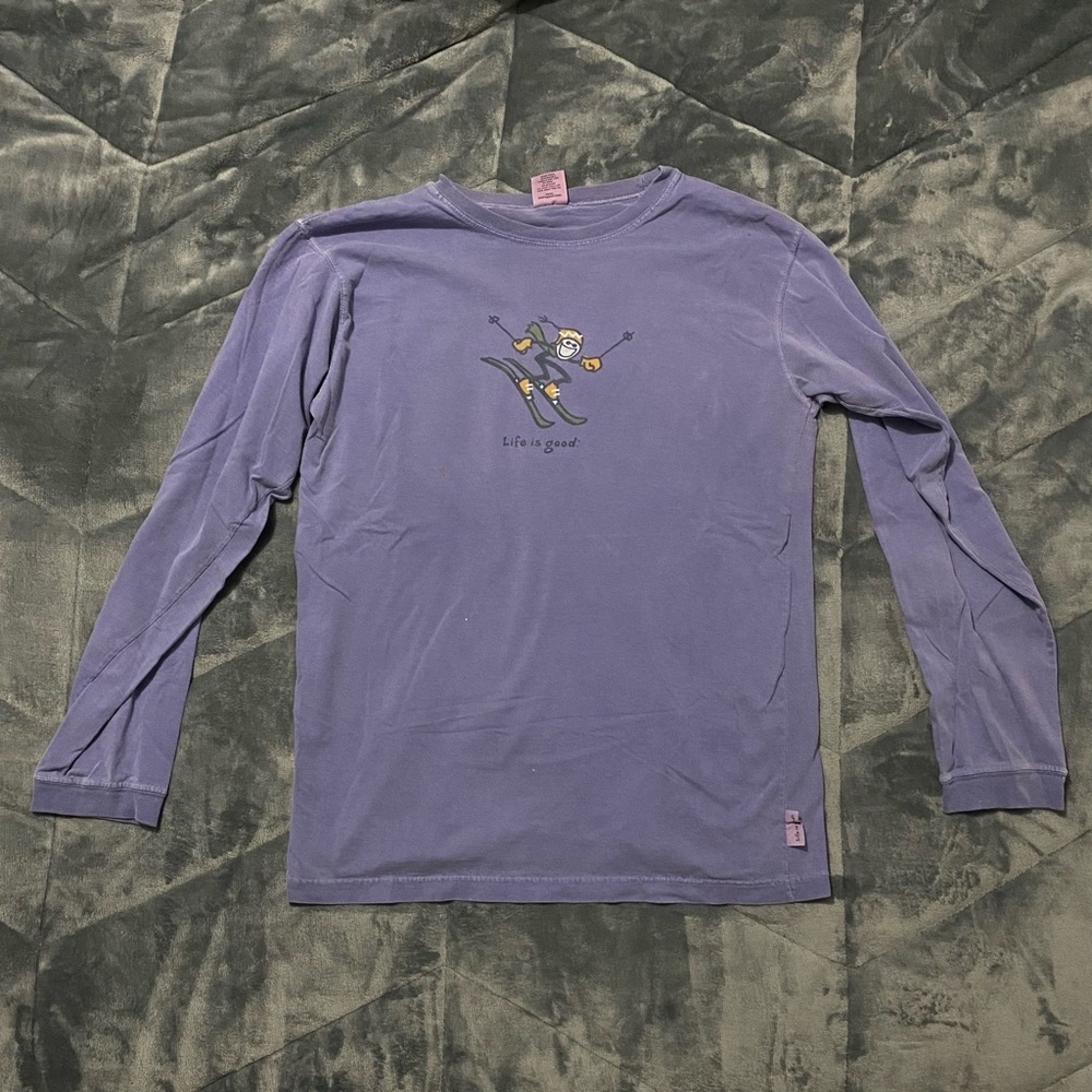 life is good blue ski graphic tshirt